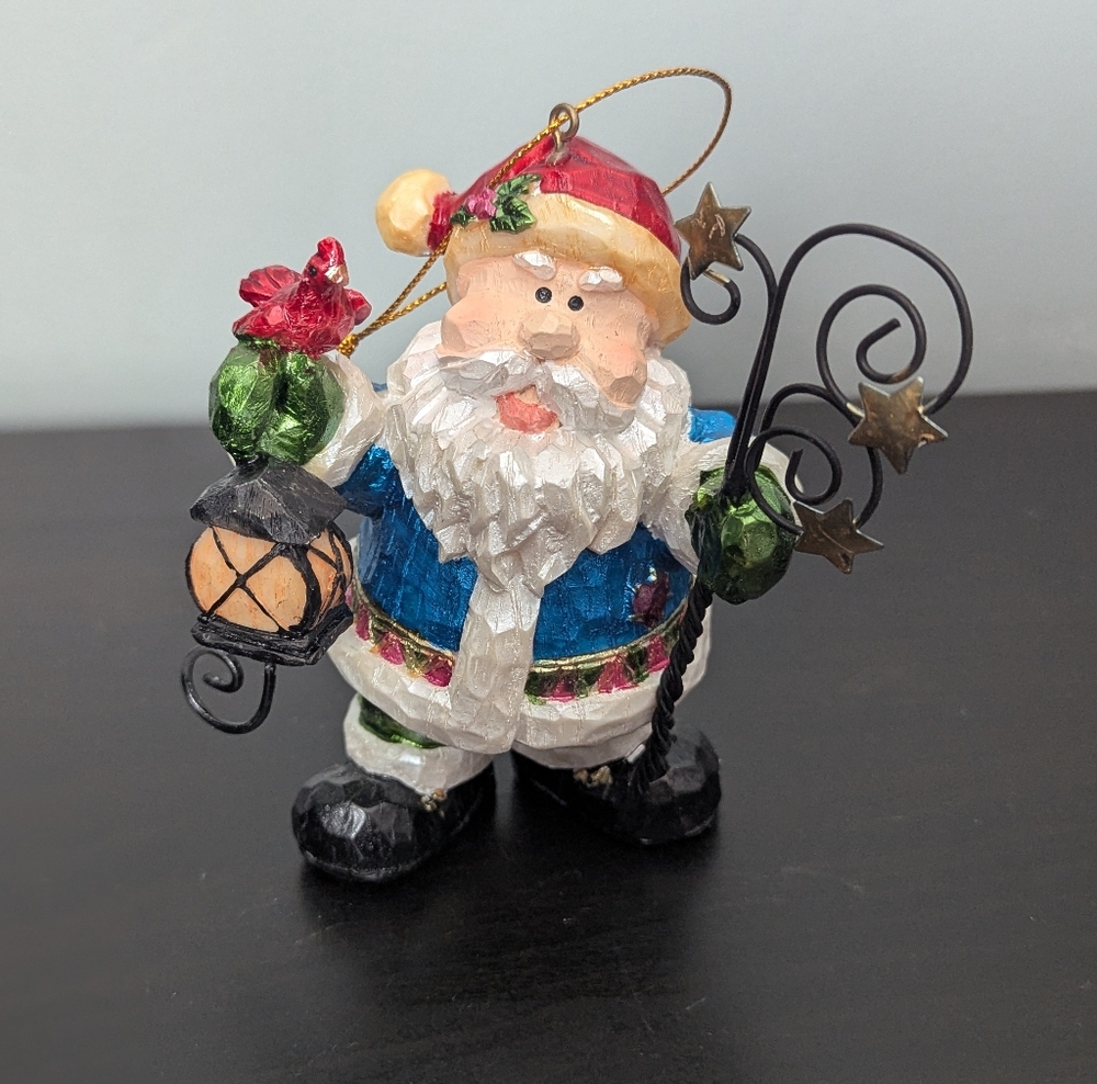 Festive Santa‎ Claus Wood Look Holiday Ornament